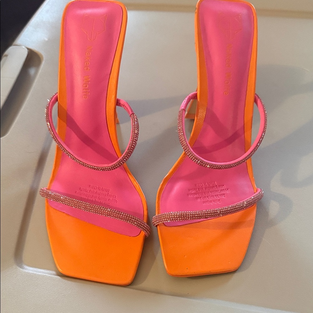 Vero Cuoio Orange and Pink Strappy Heels